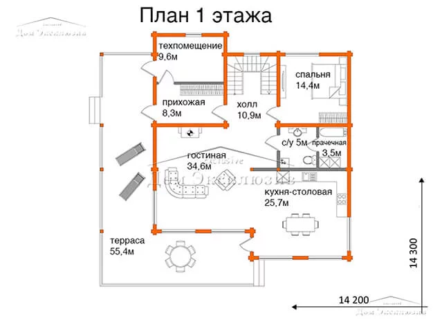 Проект дома из бруса с большой террасой "ДH-312" | 311 м² — изображение 5