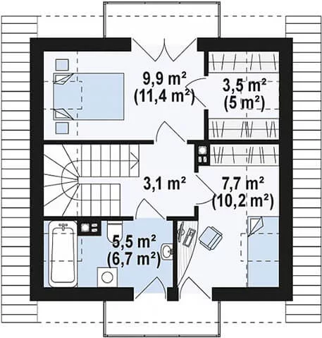 Проект двухэтажного уютного дома из блоков "z264" | 77 м² — изображение 4