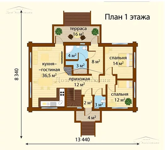 Проект красивого дома из бруса "ДH-175" | 175 м² — изображение 4