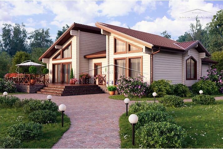 Проект вместительного дома из бруса с террасой "ДH-249" | 248 м² — изображение 2