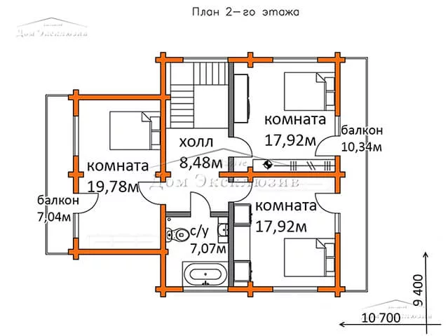 Проект семейного двухэтажного дома из бруса "ДH-203" | 202 м² — изображение 4