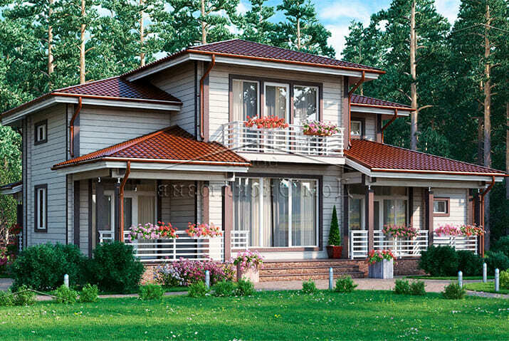 Проект примечательного дома из бруса "ДH-322" | 321 м² — изображение 1