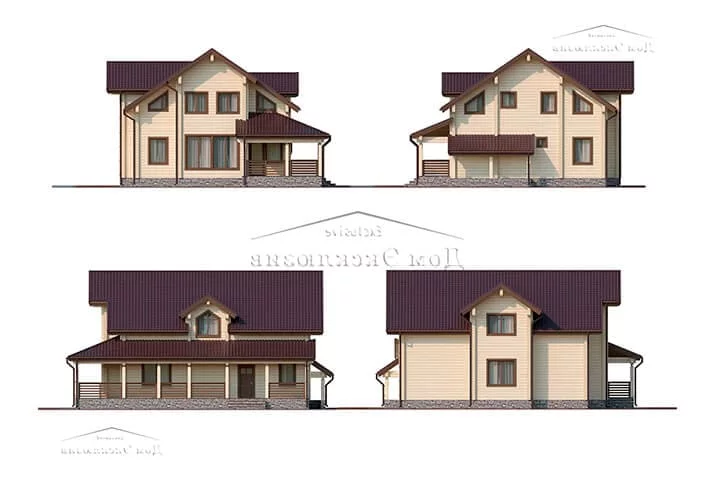 Проект двухэтажного семейного дома из бруса "ДH-291" | 290 м² — изображение 3