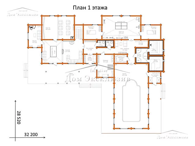 Проект современного семейного дома из бруса "ДH-814" | 813 м² — изображение 5