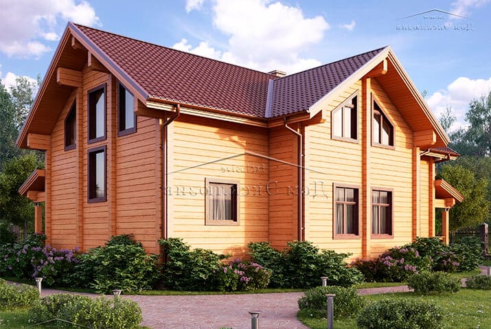 Проект двухэтажного дома из бруса с террасой "ДH-270" | 269 м² — изображение 1