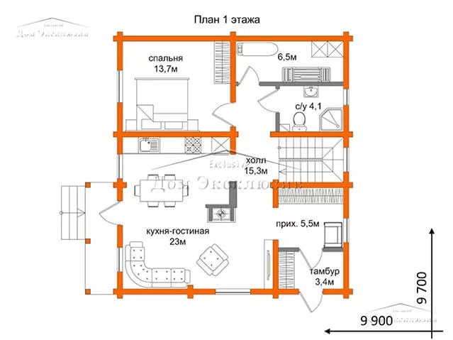 Проект деревянного дома "ДH-174-2" | 230 м² — изображение 4