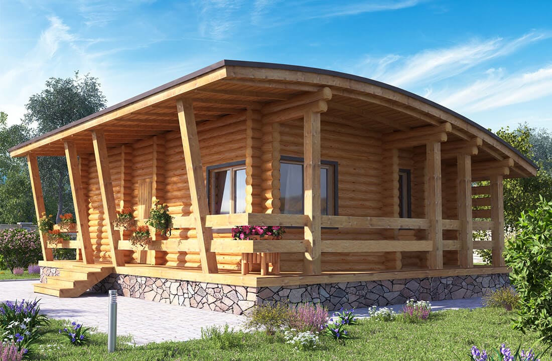 Проект дачной бани из бревна "Парус" | 65 м² — изображение 1