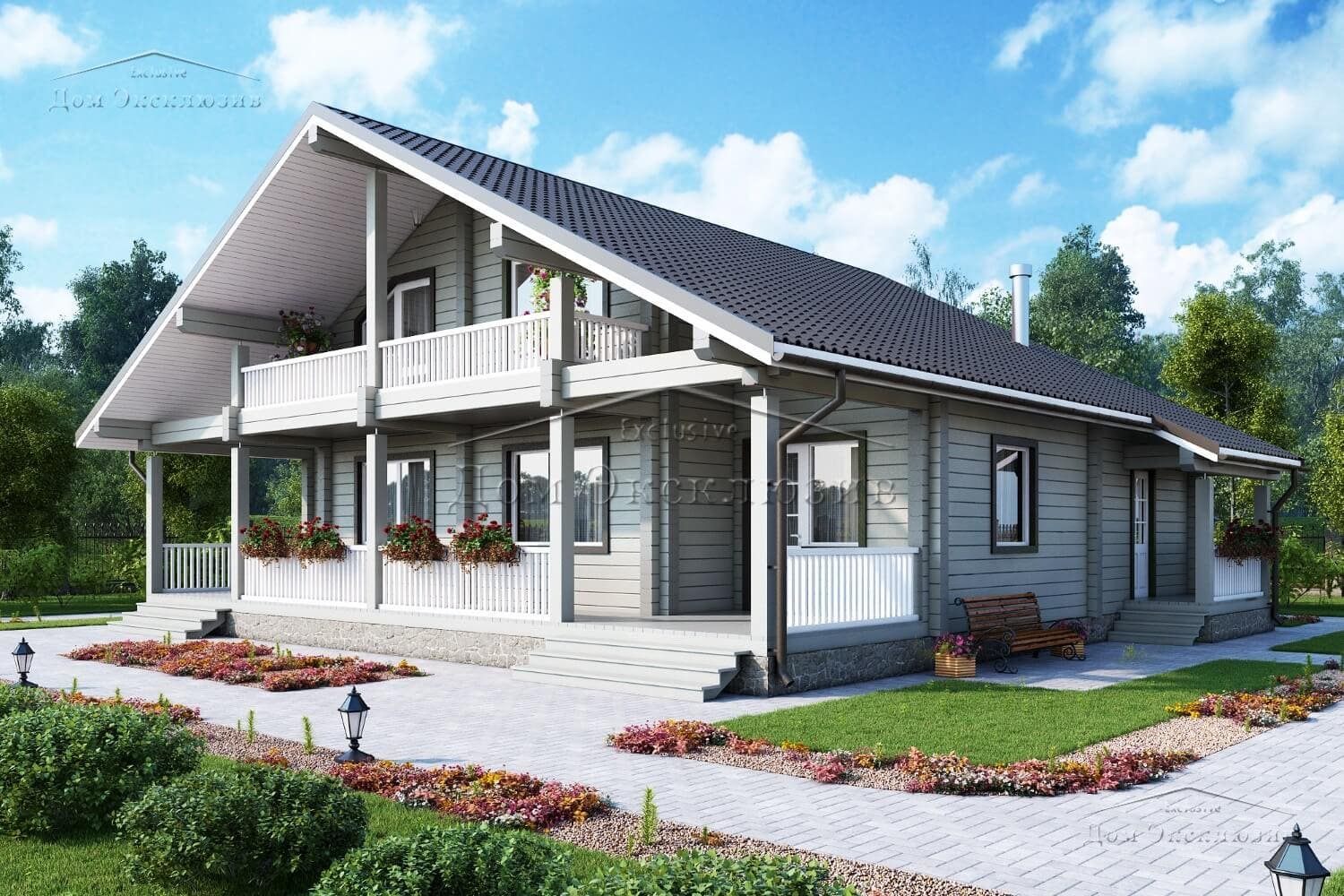 Проект загородного дома из бруса "ДH-325" | 324 м² — изображение 1